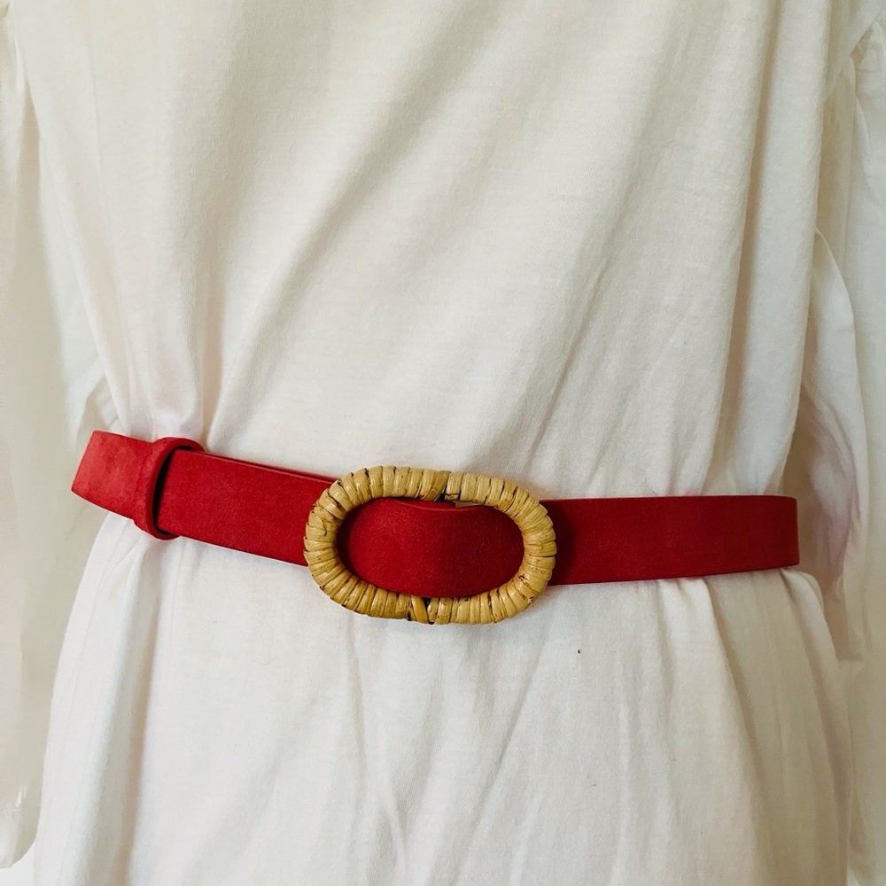 Gently Worn LOFT Wrapped Buckle Pink Suede Belt Size M/L